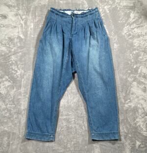 We The Free People Pants 4 Blue Mover & Shaker Denim Harem Loose Pleated Boho